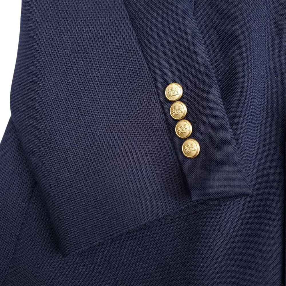 VTG Stafford Blue Wool Blend Gold Button Double Breasted Jacket Sport Coat 44L